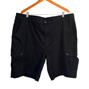 St. Johns Bay Mens Black Cargo Shorts 44 Cotton/Spandex Made In Pakistan